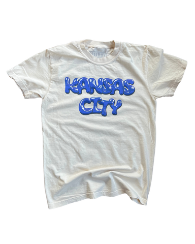 BUBBLE KANSAS CITY T-SHIRT - IVORY/BLUE Bellboy Apparel
